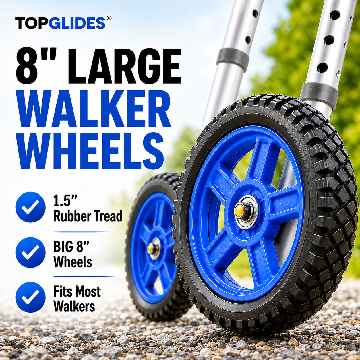 Off-Road Walker 8 Inch Wheel Kit with Universal FlexFit Walker Ski Glides