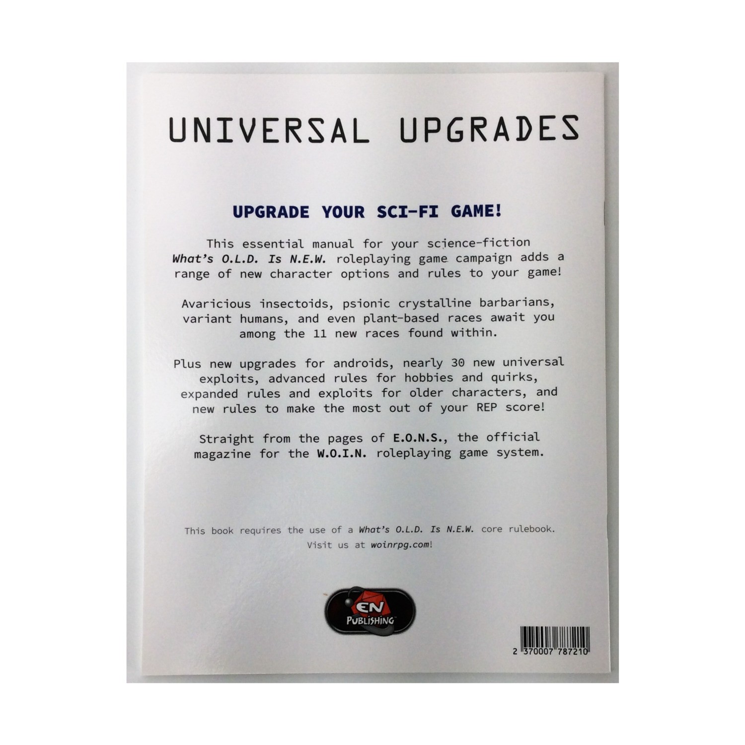 EN Pub O.L.D. is N.E.W. Universal Upgrades - Advanced Character Options EX