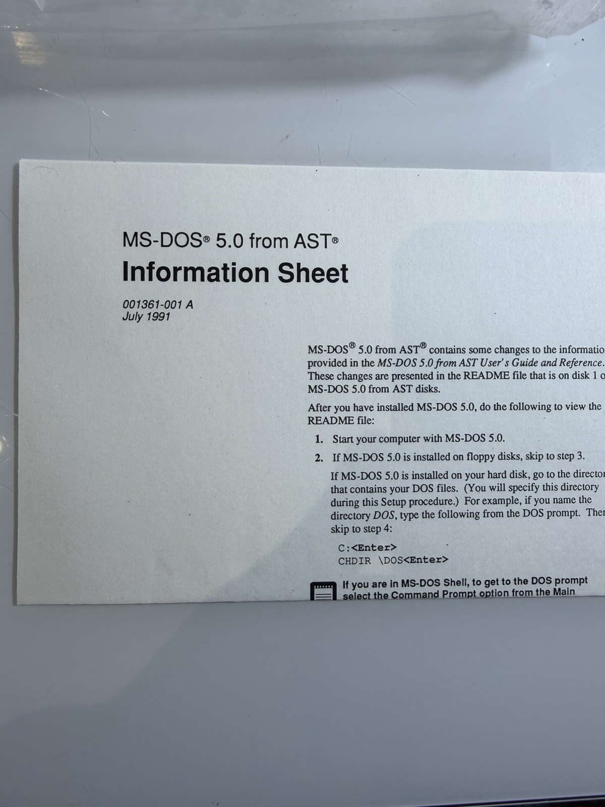 Microsoft Ms-dos 5.0 from AST Complete User Guide Brand New Vintage