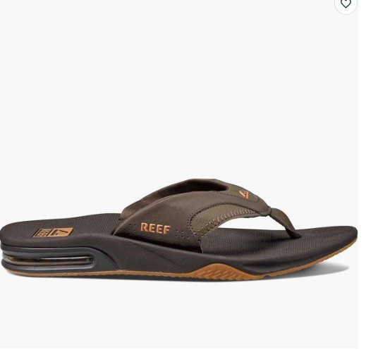 REEF “Fanning” Men’s Flip-Flop Sandal & Sole Bottle Opener (Brown/Gum) - NEW 8