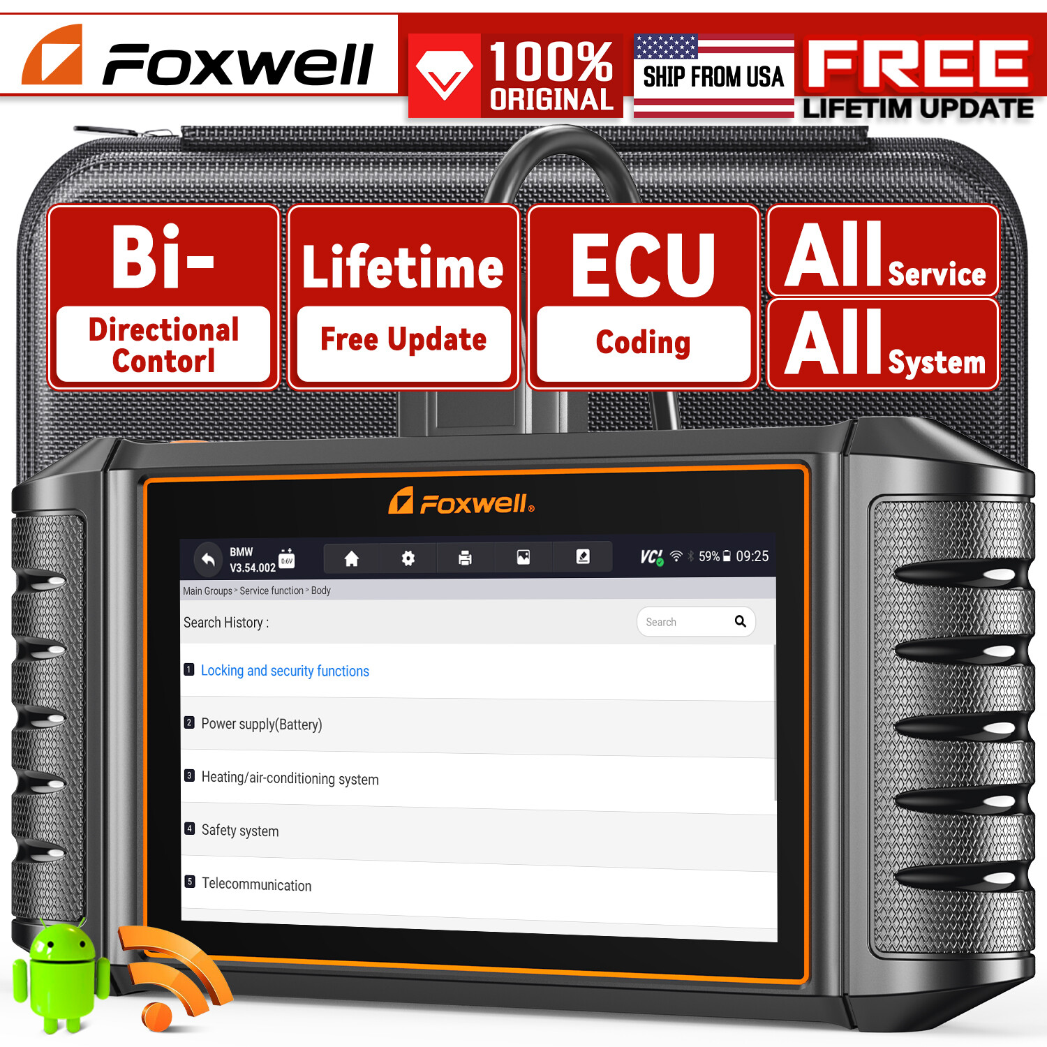 FOXWELL NT710 for Ferrari Bidirectional OBD2 Diagnostic Scanner ECU Coding TPMS