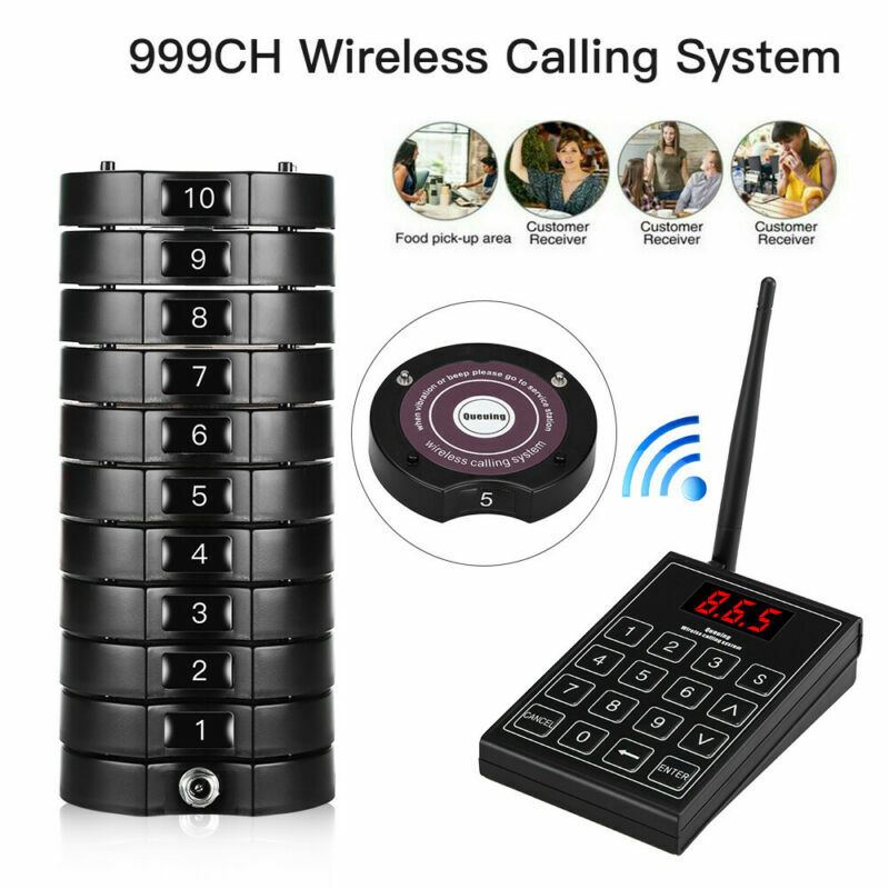 Restaurant Wireless Paging Equipment +10 Coaster Pagers Fast Food Calling system