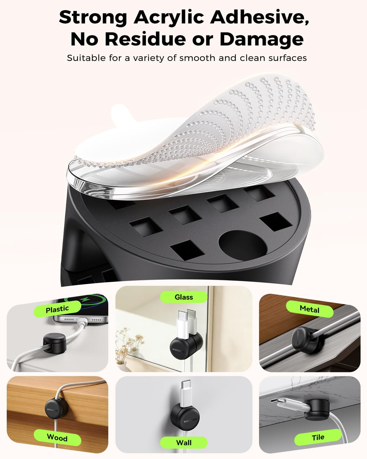 9-Pack Rotatable Magnetic Cable Clips for Efficient Cord Organization