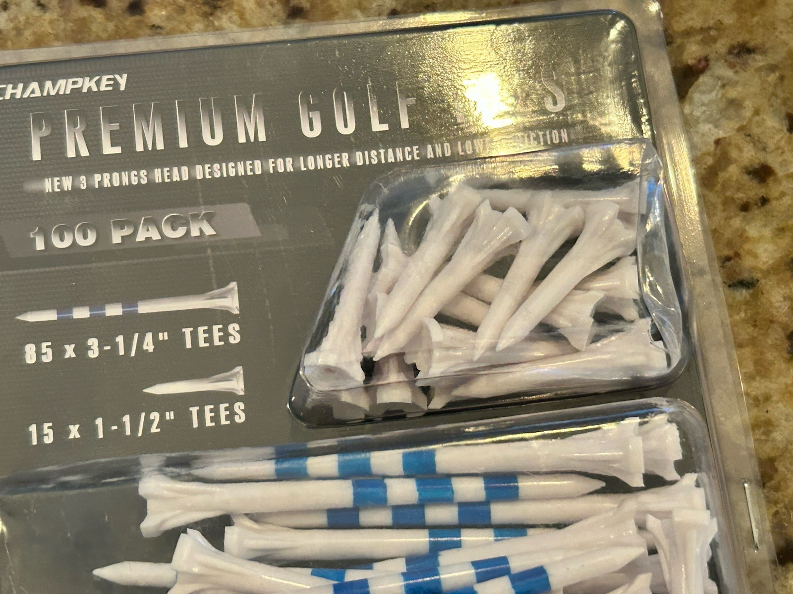 CHAMPKEY Premium 3 Prongs Plastic Golf Tees 100 Pack