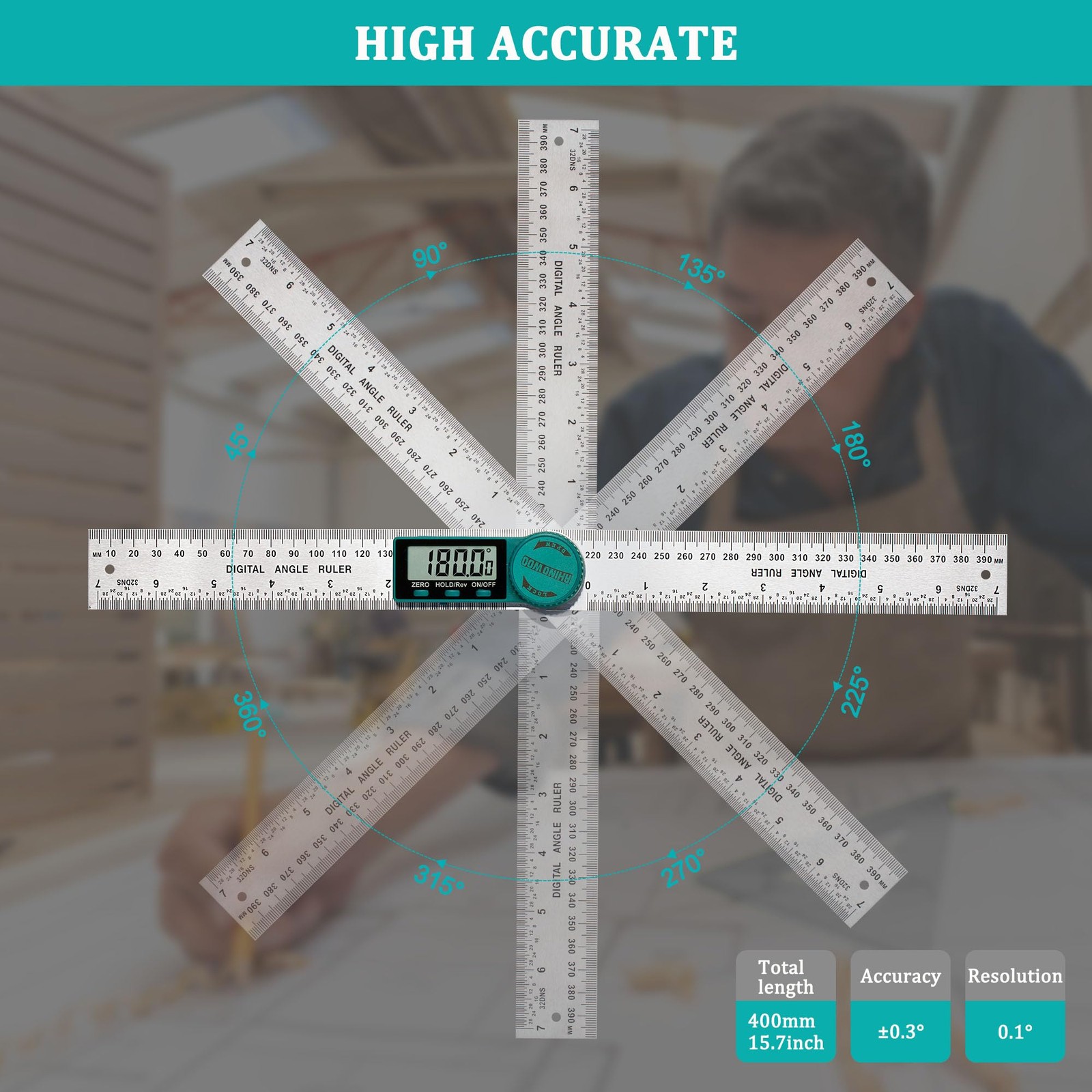 Digital Angle Finder Protractor, Angle Finder Ruler with 7inch/200mm, Angle M...