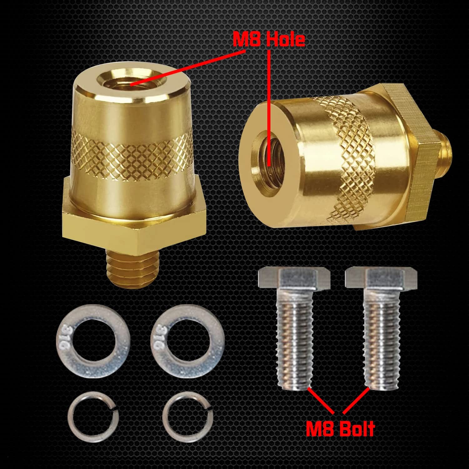 Ampper M8 Thread Male Brass Battery Charging Post Terminals, M8 Battery Post ...