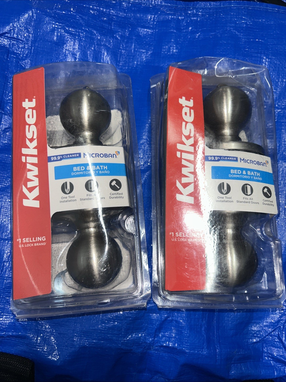 Kwikset Polo Satin Nickel Interior or Bed/Bath Privacy Door Knob Lot Of 2
