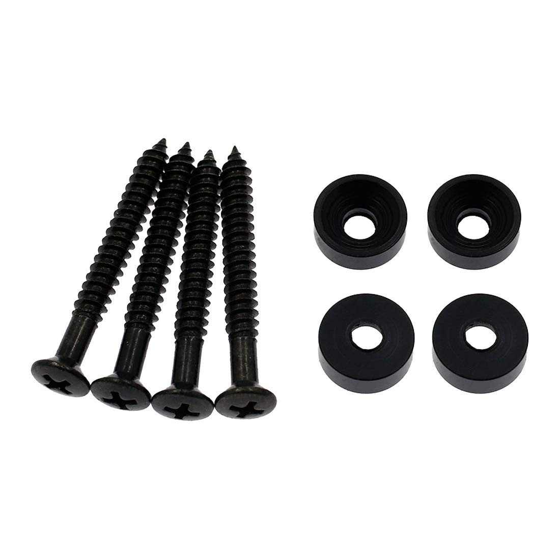 Hordion 4Pcs Guitar Neck Mounting Screws Ferrules Black