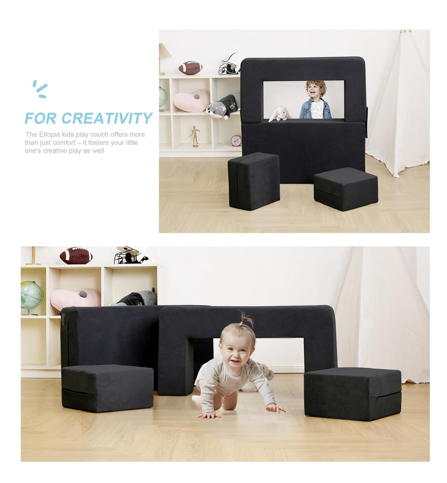 Modular Kids Sofa,Toddler Couch Foam Armchair for Kids, Children Convertible ...