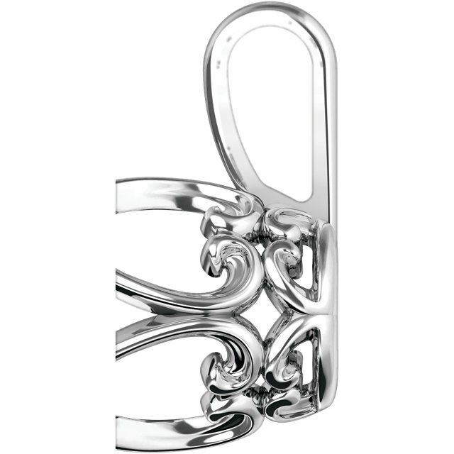 Sterling Silver Round Cut Solitaire Pendant Setting - Baroque Style Pendant Moun