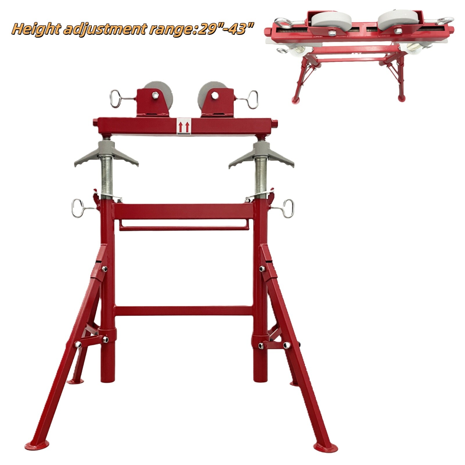 Adjustable Pipe Support Clamp 29"-43" Tube Pipe Roller Support 2500LBS 36"