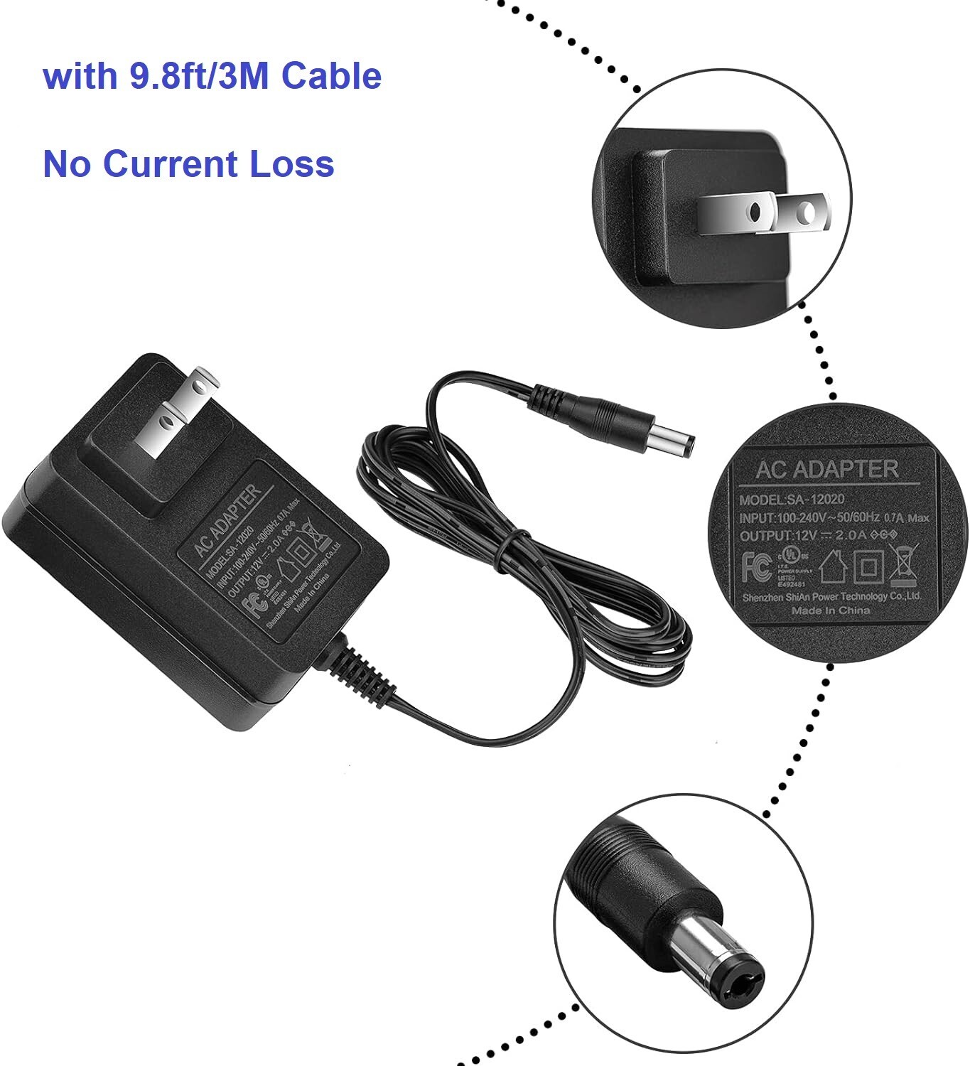 CCTV Power Adapter DC12V 2000mA Universal AC REGULATED UL 12VDC2000mA