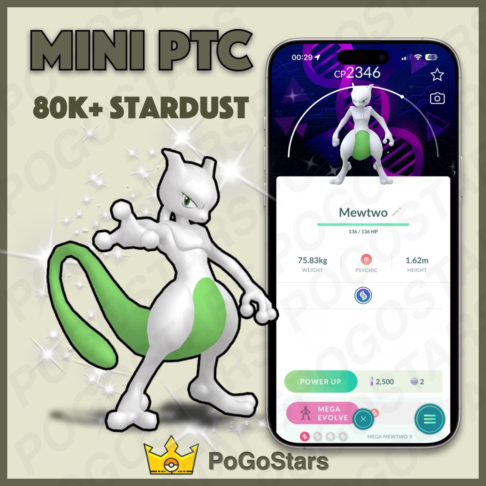 Pokémon PTC Go - Shiny Mewtwo - GO Fest 2026✨Special Background✨