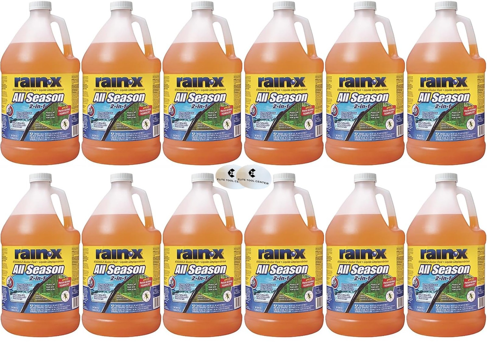 12 Pack Rain-X All Season 2-In-1 Windshield Washer Fluid 1Gal Jugs FREE SHIPPING