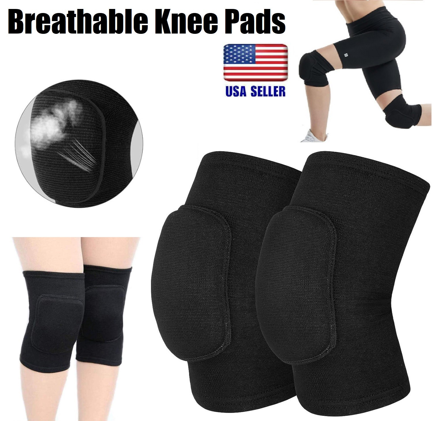 2PCS Breathable Thickened Knee Pads Knee Protective Volleyball Dance Yoga Unisex