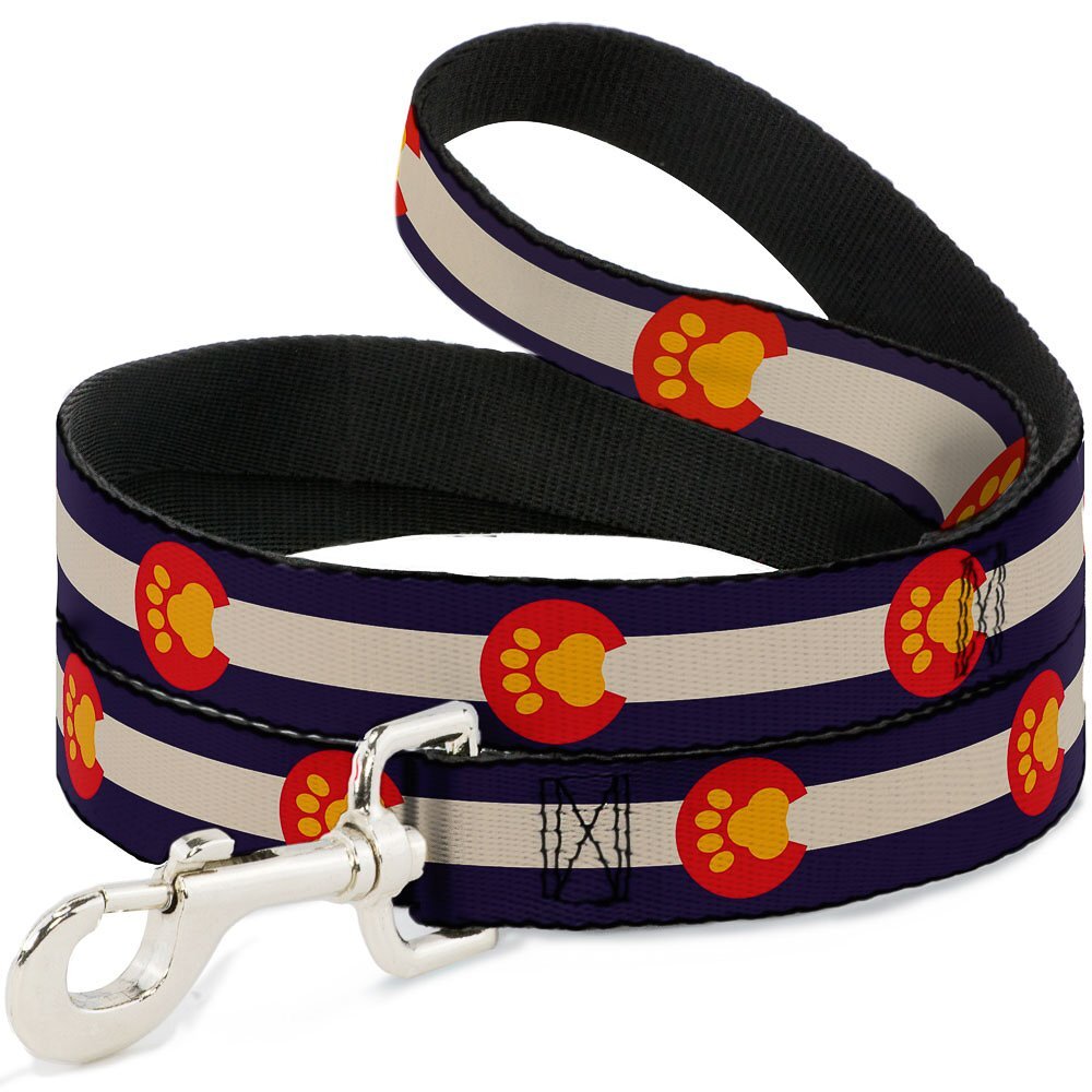 Dog Leash Colorado Flag Paw Print 4 Feet Long 0.5 Inch Wide