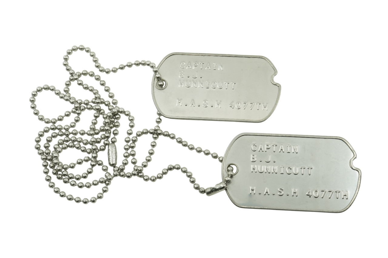 MASH B. J. Hunnicutt Stainless Steel Military WWII Style Dog Tags
