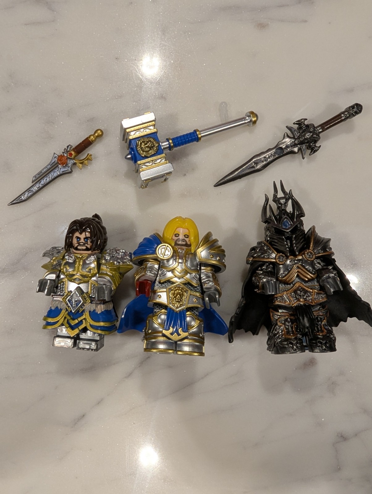Warcraft Minifigures Lot Of 3 (Varian, Arthas, Lich King)