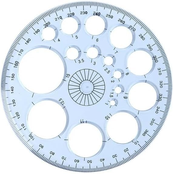 White Full Circle Template Plastic Round Protractor 360 Degree Drawing Tool