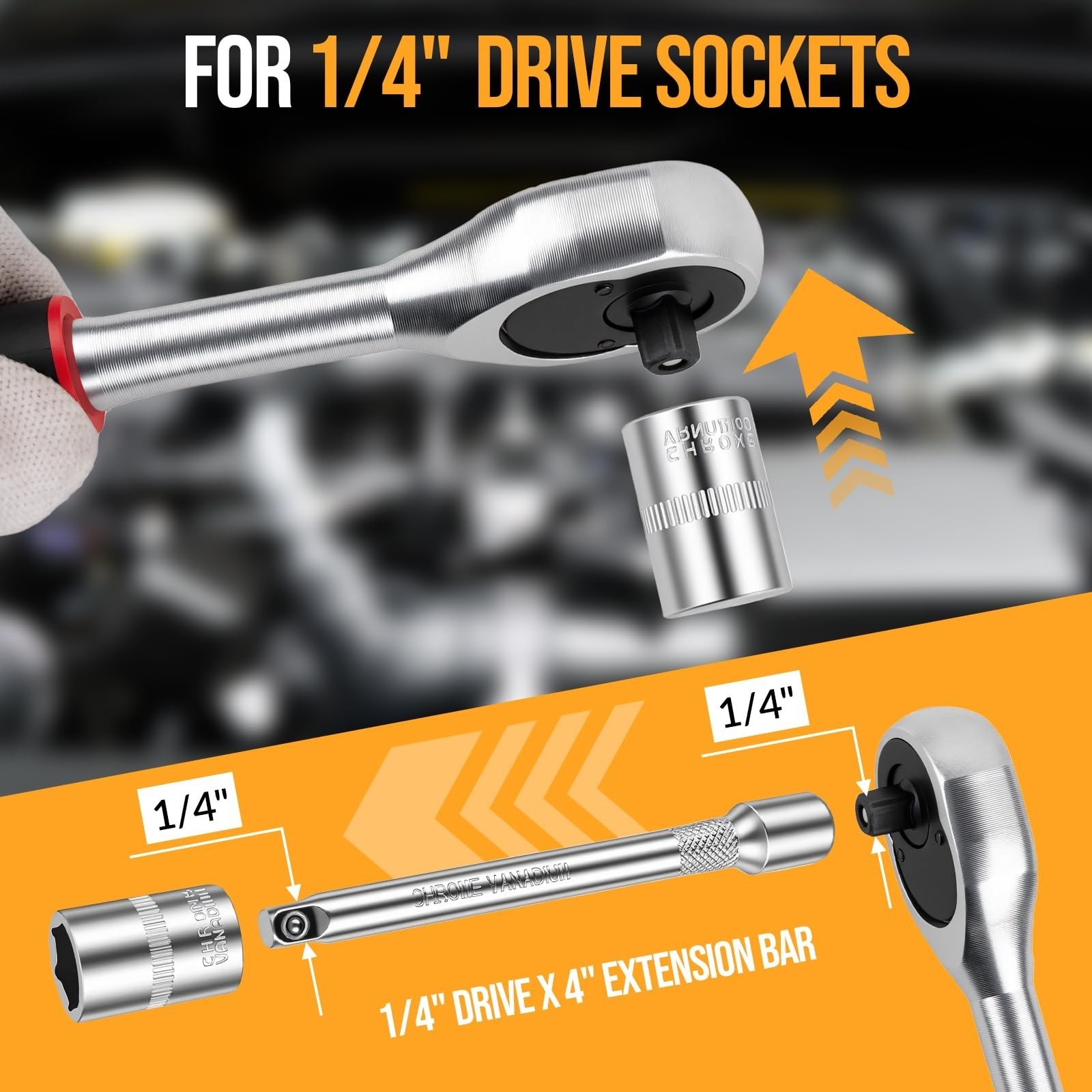 12PCS Mini Ratchet Socket Set - Premium 1/4 Inch Drive Wrench Set