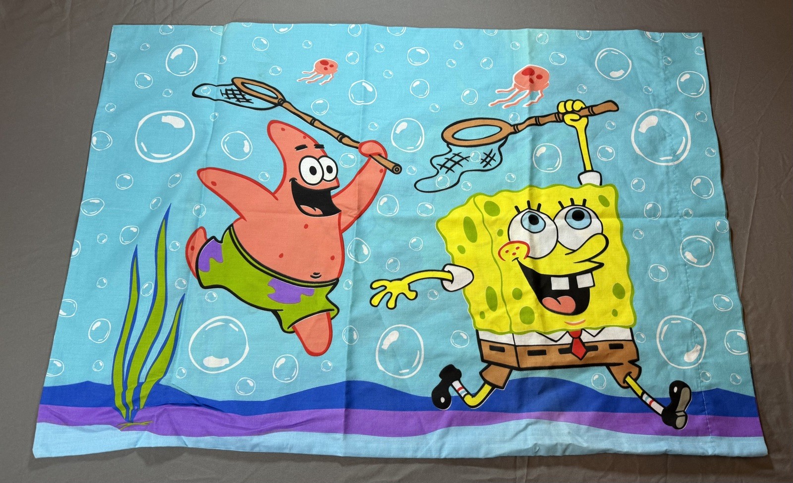 Vtg SpongeBob SquarePants Nickelodeon 2004 Two-Sided Pillow Case Standard Y2K