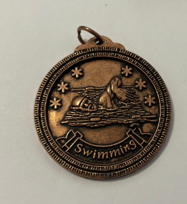 Impressive Copper Tone Men’s Swimming 1” Pendant Medal with No Name