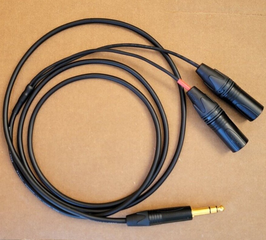 1'FT-25FT Mogami 2534 cable Aux Audio Neutrik 1/4 Stereo to 2-XLR-M L-R Breakout