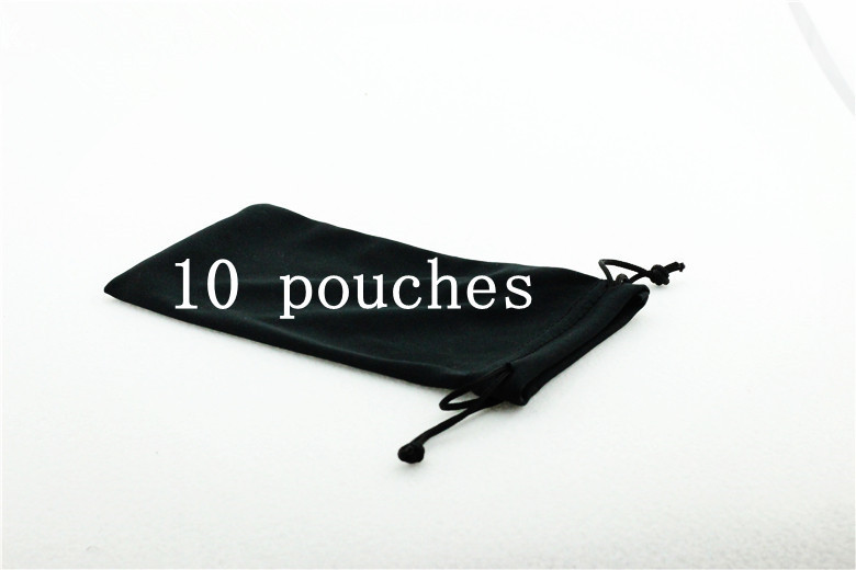 Lot 10 Black Microfiber Pouch Bag Soft Cleaning Case Sunglasses Eyeglasses