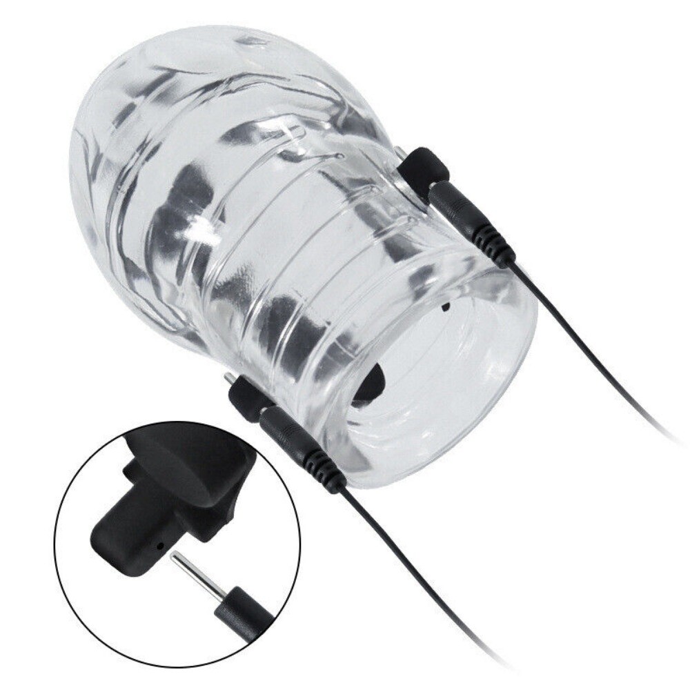 Electric E-Stim Penis Stretcher Enhancer Ball-Scrotum-Ring-Delay-Ejaculation Men