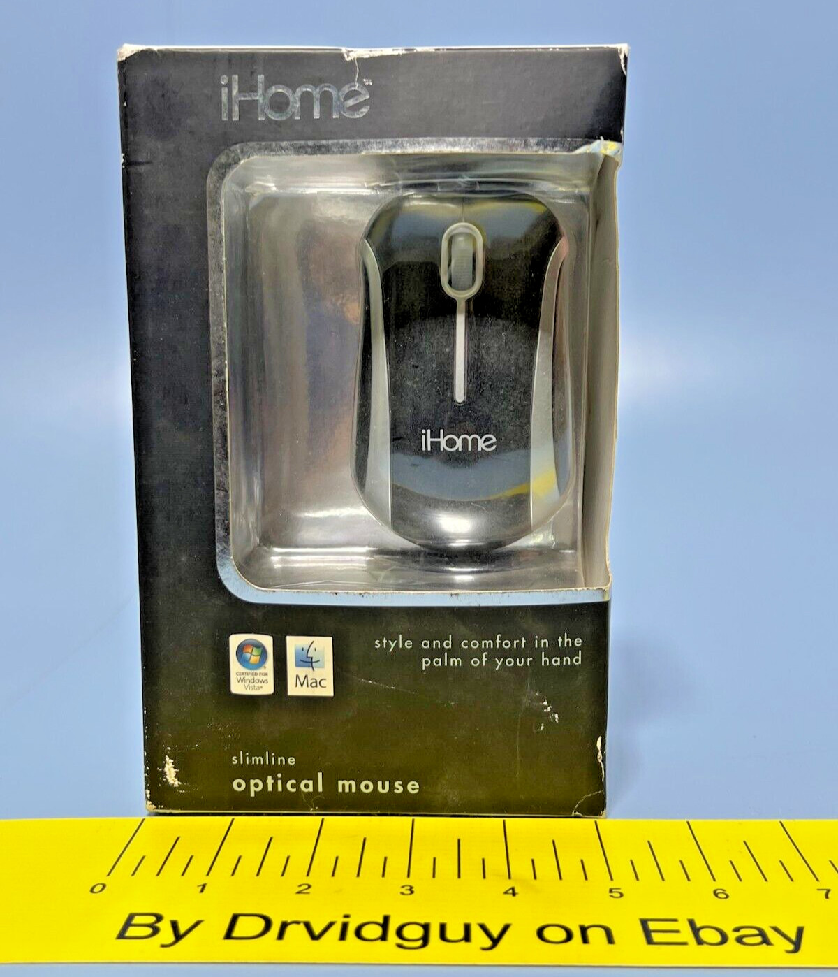 iHome IH-M108OB Slimline Optical Mouse (USB); Rubberized Side Grips