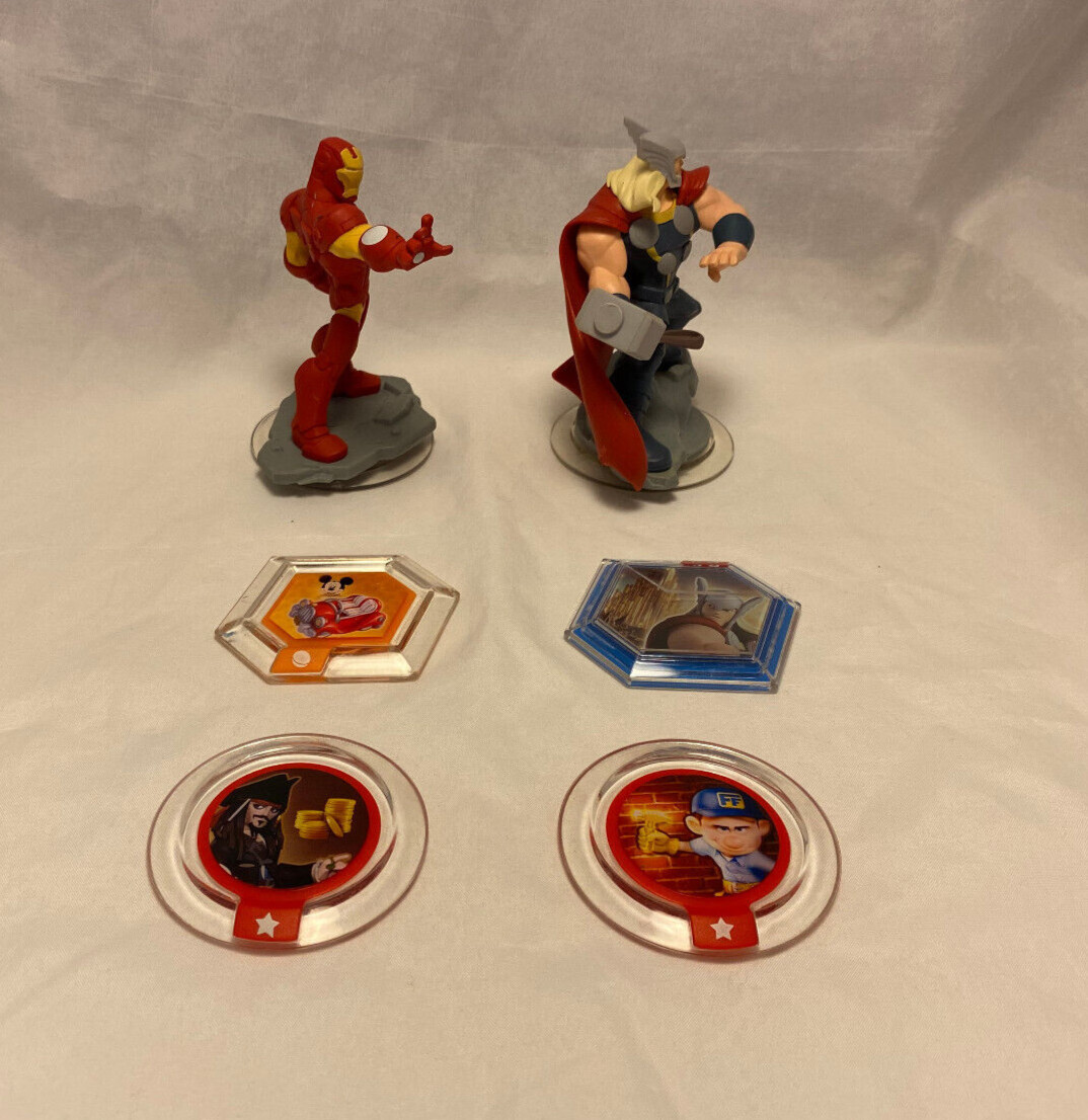 Disney Infinity 2.0 Marvel Avengers Thor & Iron Man Figures w/ Power Discs