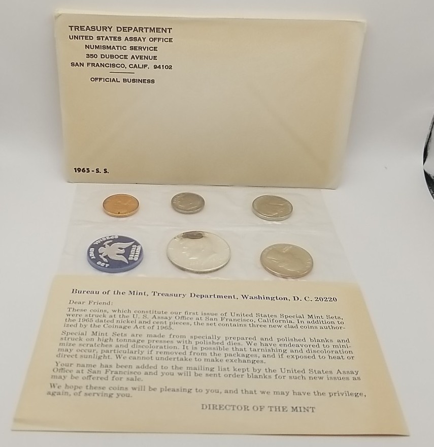 1965 United States Treasury Department Mint Uncirculated Coin Set #4789