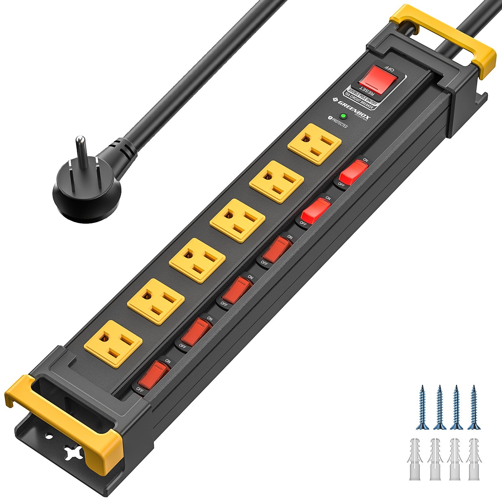 6-Outlet Heavy Duty Metal Surge Protector Power Strip with 6 Ft Cord (15A/1875W)