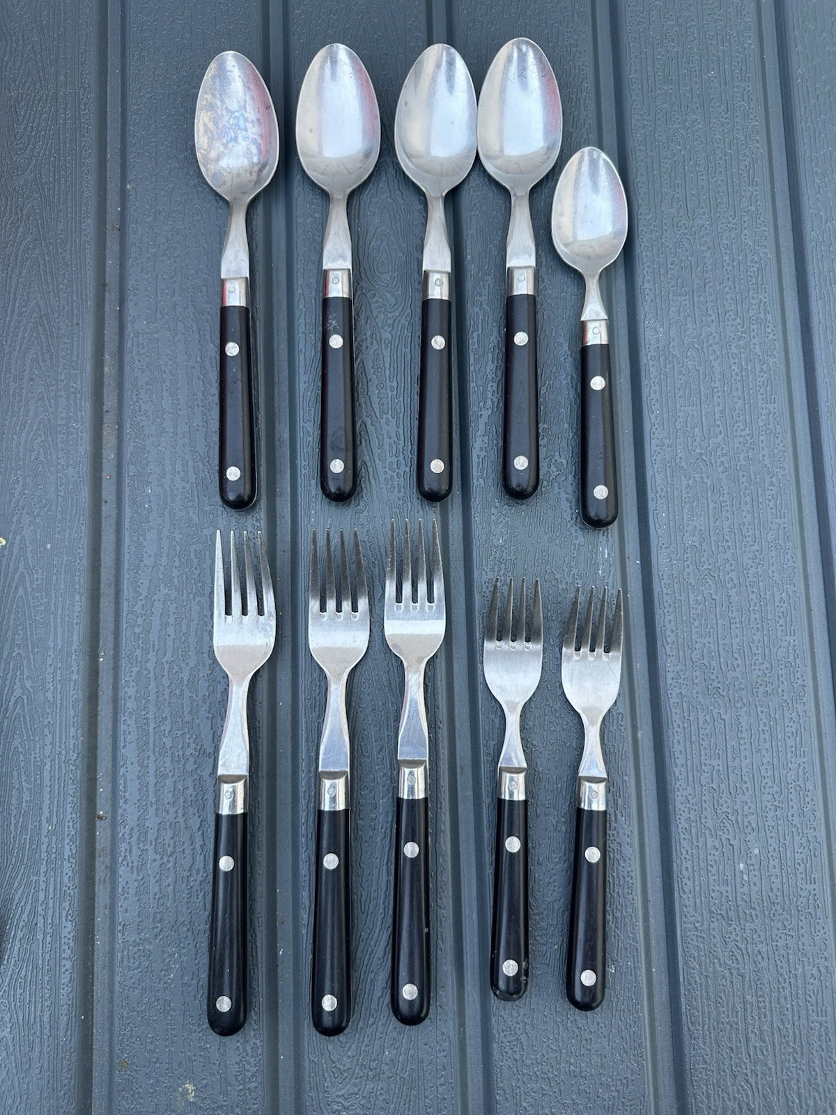 Lot Of 10 Pieces Black Stainless Korea Silverware Flatware Spoons & Forks