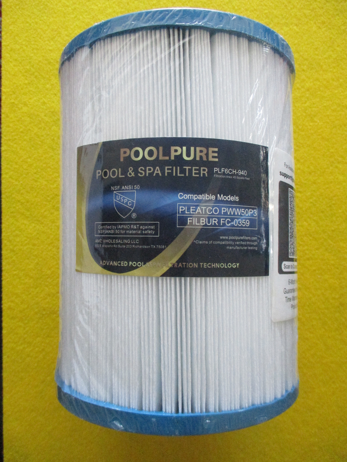 Poolpure Pool/Spa Filter PLF6CH-940 Compatible w/ Pleatco PWW50P3 Filbur FC-0359