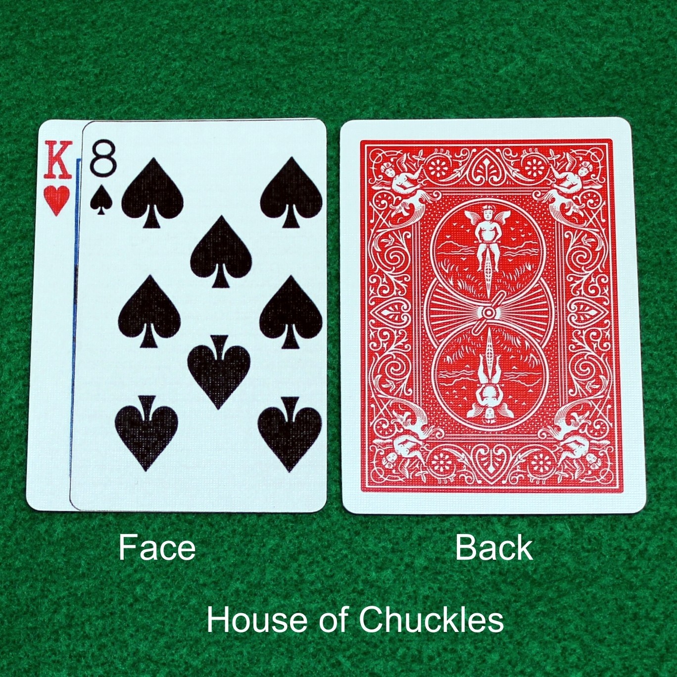 8 of Spades Overlapping King of Hearts, Bicycle Printed Gaff Card, Red