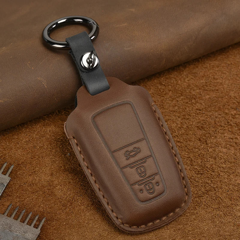 Genuine Leather Car Key Case Cover for Toyota Prius Camry Corolla CHR RAV4 Prado