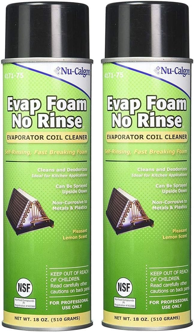 2 Pack Nu-Calgon 4171-75 Evap Foam No Rinse Aerosol Coil Cleaner 18 oz HVAC AC