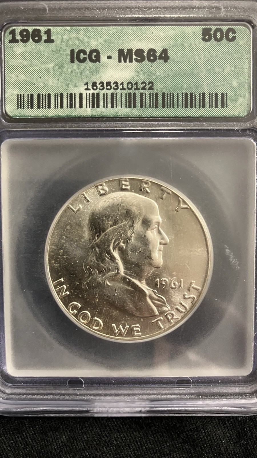 SILVER!! 1961 Franklin Half Dollar FBL? ICG MS64 Silver 50C Philadelphia KM#195