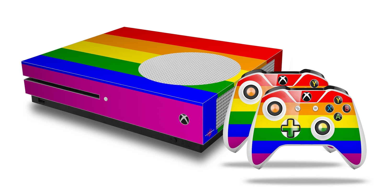Skin XBOX One S Console Controller Rainbow Stripes