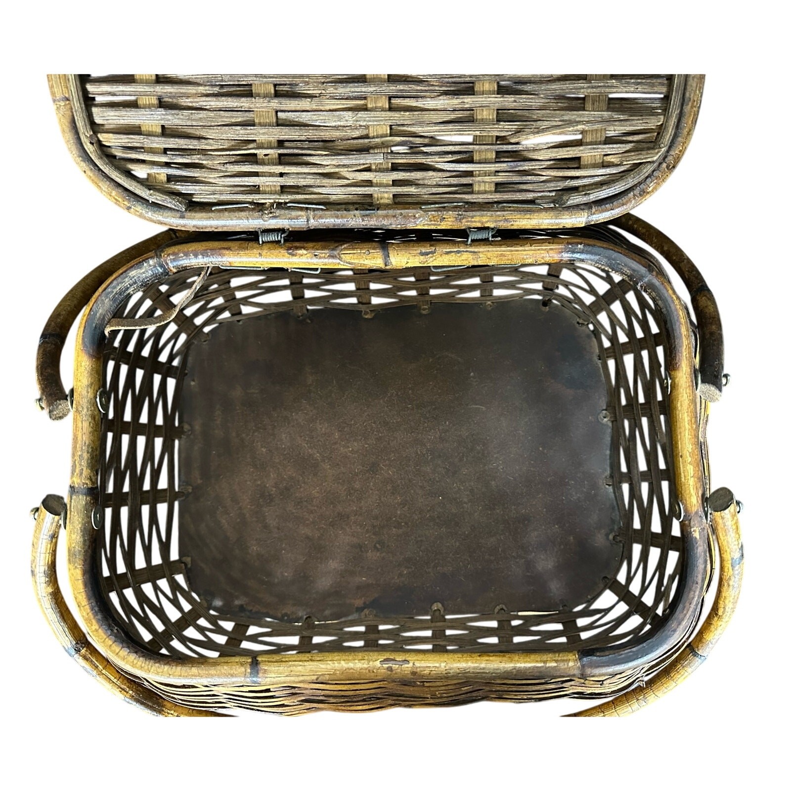 Wicker Picnic Basket Double Handles Bombay Style Vintage
