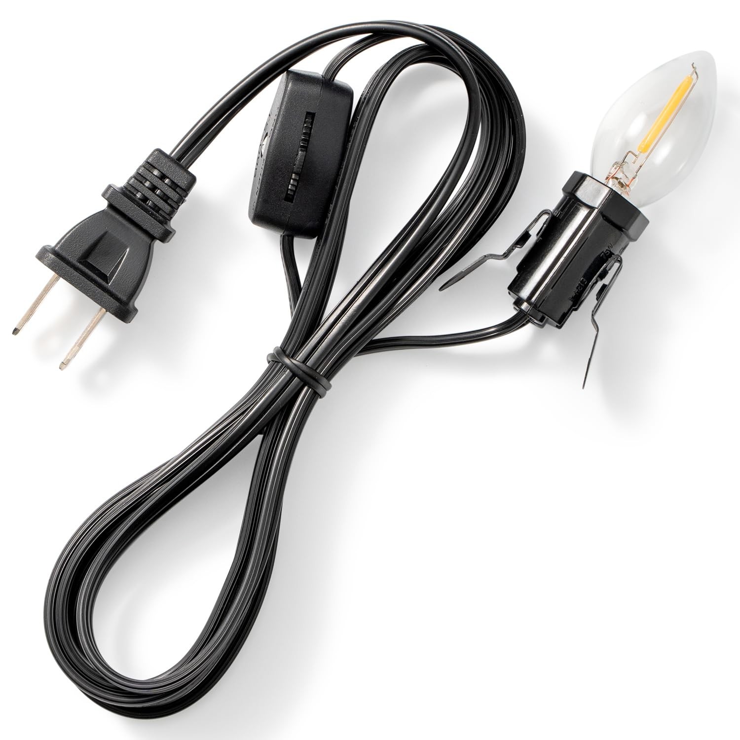 UL Listed 6 FT C7 Accessory Cord with C7 Light Bulb, Candelabra-Base E12 Lamp...