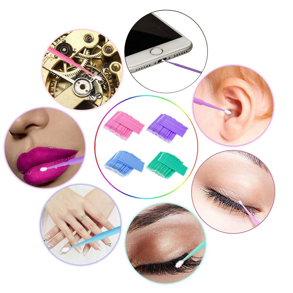 400Pcs Micro Applicators Brushes,Disposable Eyelash Extension Swabs,Make up Masc
