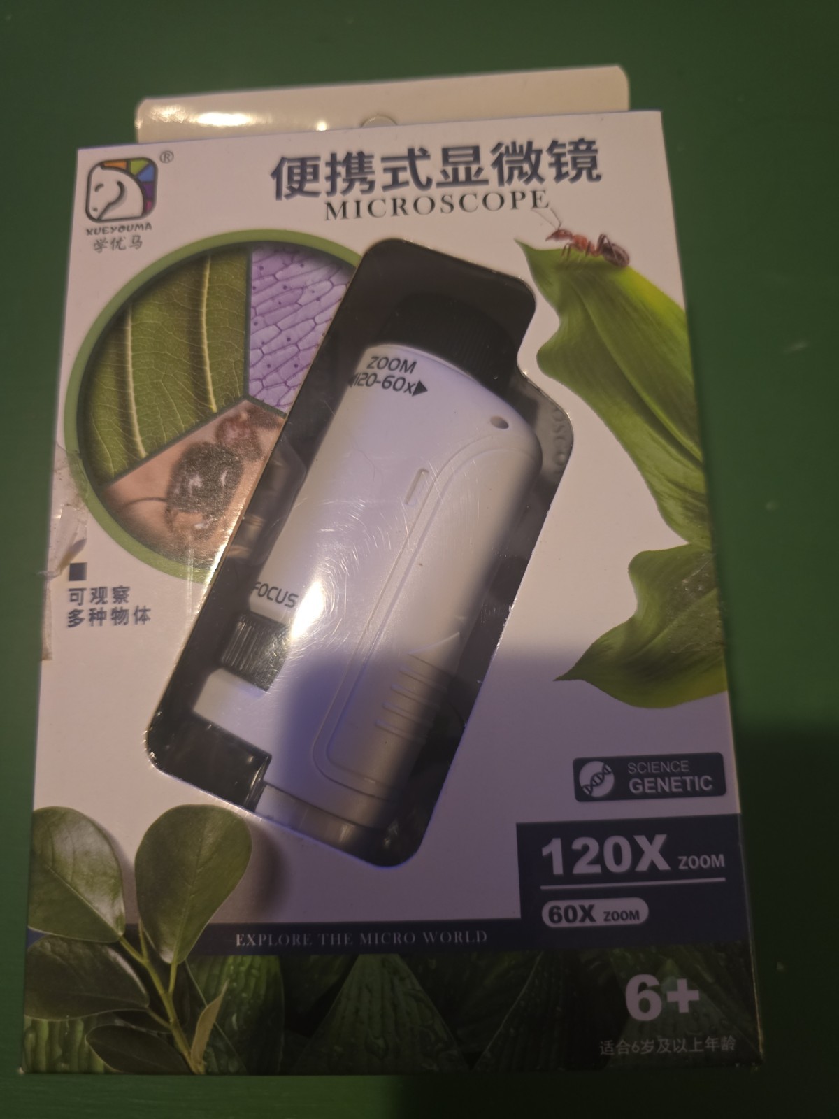 XUEYOUMA Kids Pocket Microscope 120X Zoom