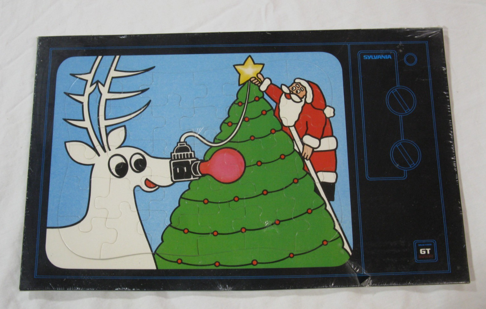 Sylvania TV Television Advertising Santa Rudolph Christmas Tree Puzzle NOS RARE
