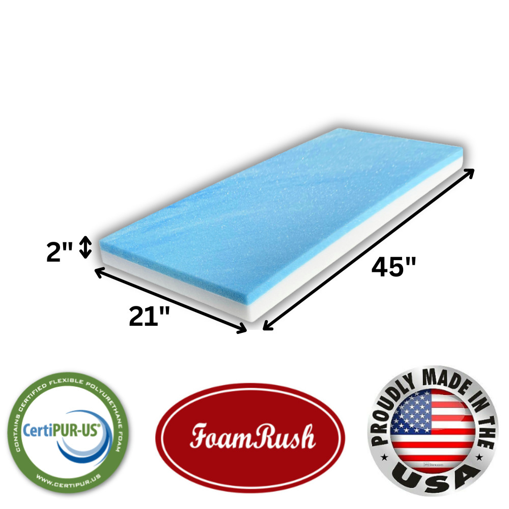 FoamRush 21" x 45" Cool Gel Memory Foam Seat Cushion Replacement Medium Firm USA