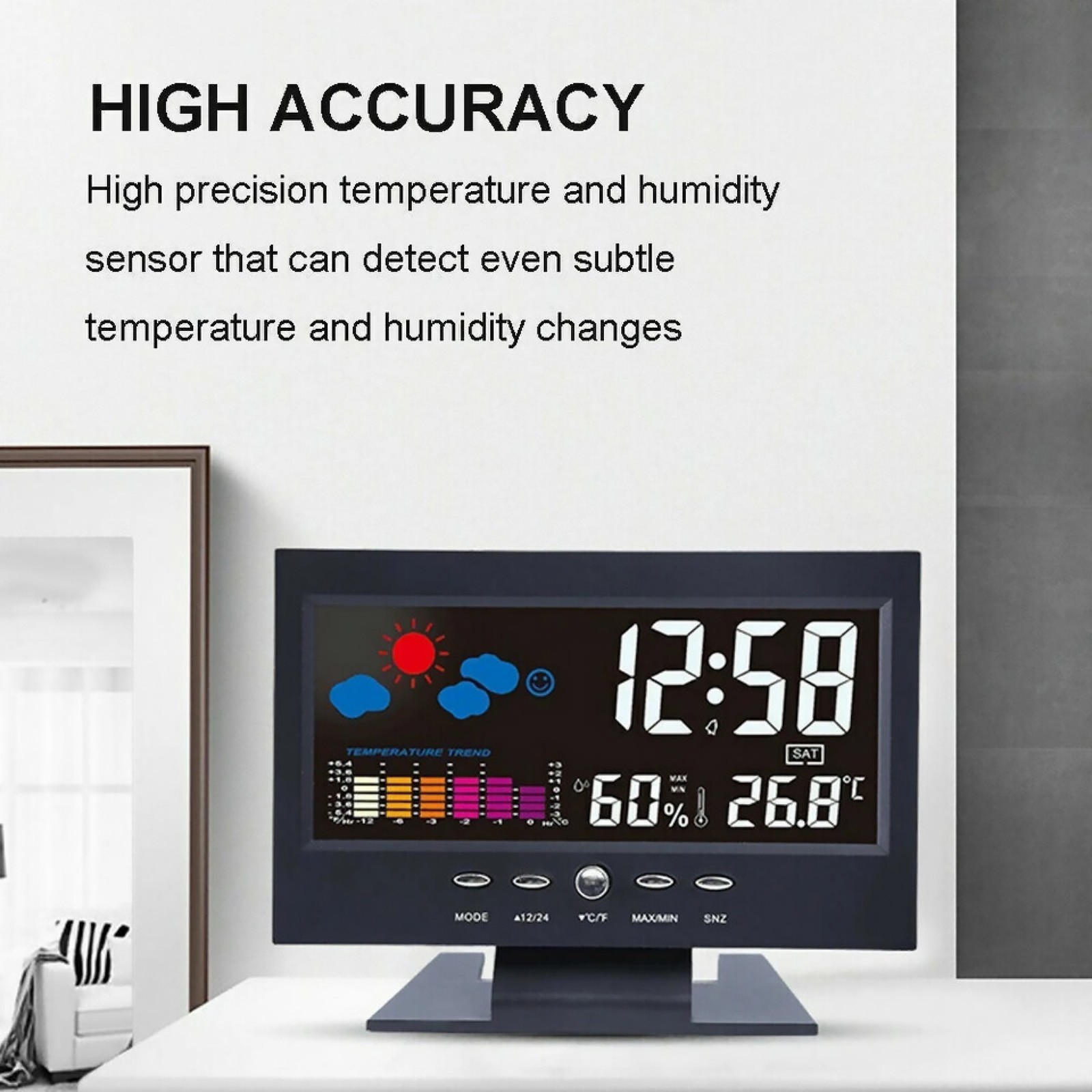 LED Digital Clock With Thermometer Hygrometer Weather Display & Voice Control