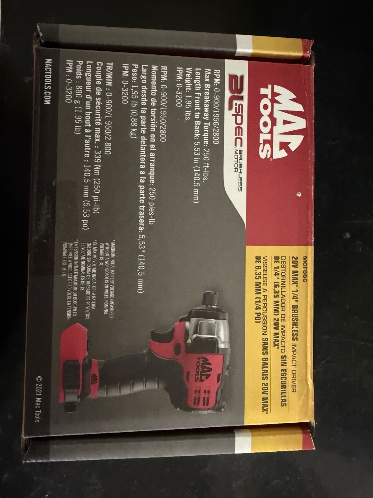 BRAND NEW MAC Tools 20V MAX Brushless Cordless Power Tool Set w/ LED Worklight