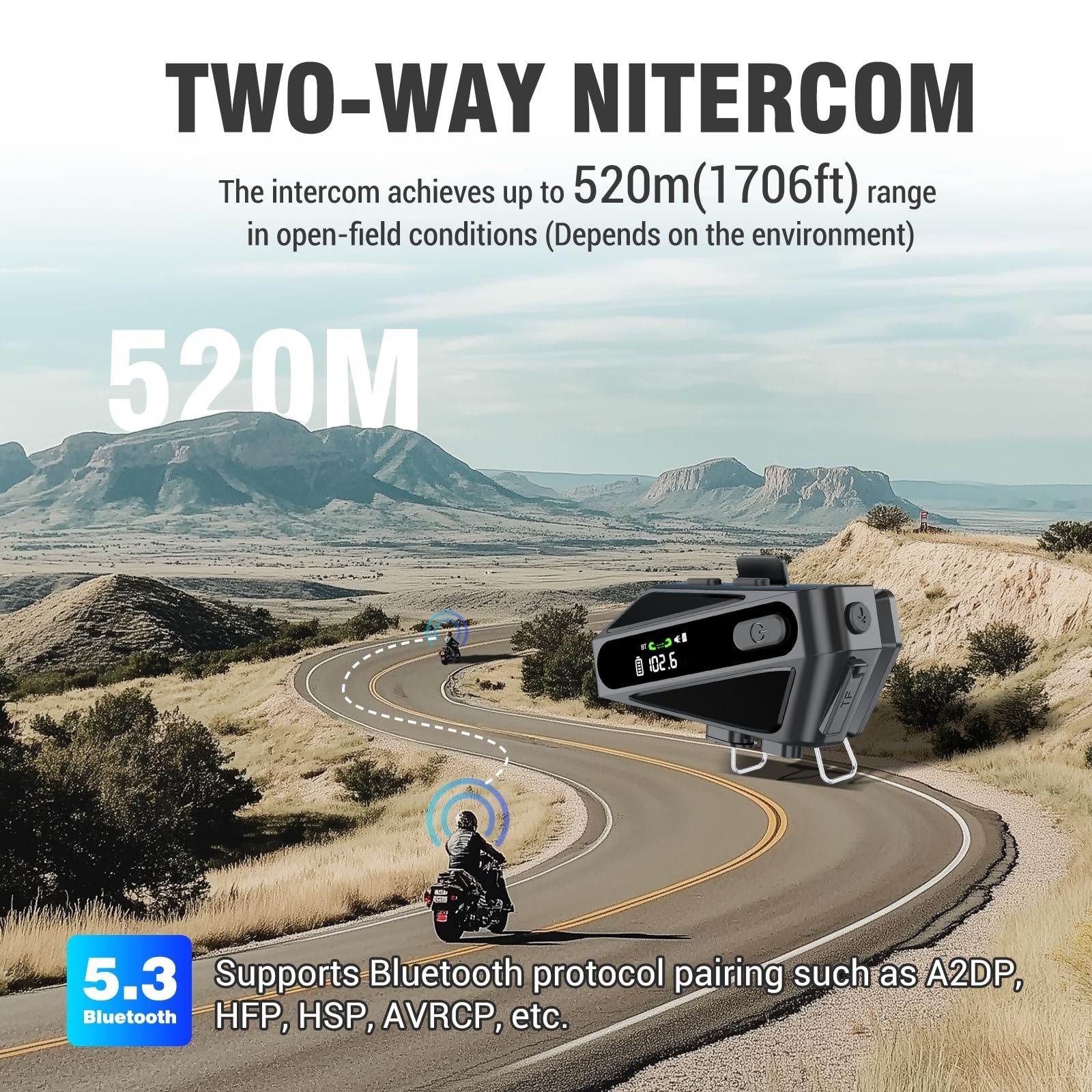 TOUCH TWO C6 Motorcycle Helmet Bluetooth Headset with Noise Cancellation