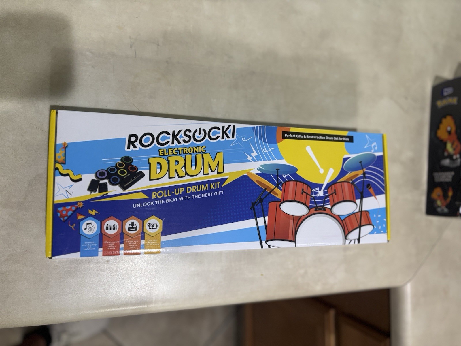 Rocksocki 7-Pad Kids Electronic Drum Set Roll Up Practice Kit w/ Headphones Gift
